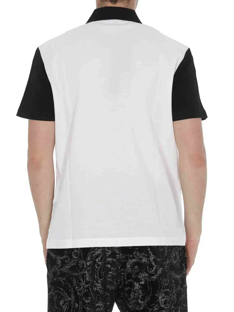 Versace Medusa Print Two Tone Polo Shirt - Image 2