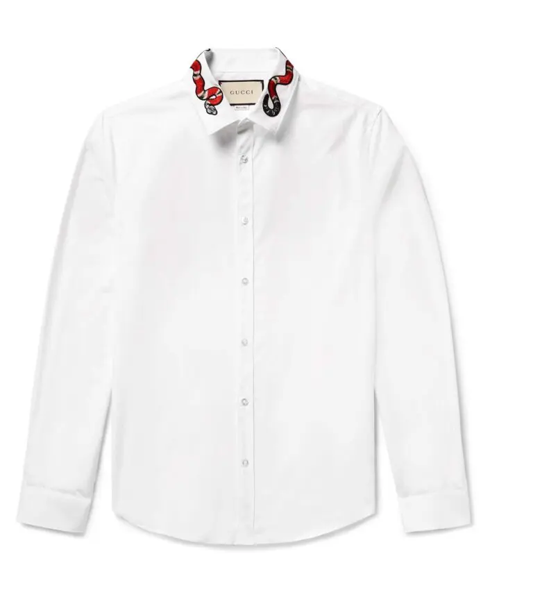 Gucci Cotton Duke shirt with snake embroidered collar