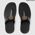 Gucci Leather thong sandal with Double G