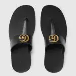 Gucci Leather thong sandal with Double G