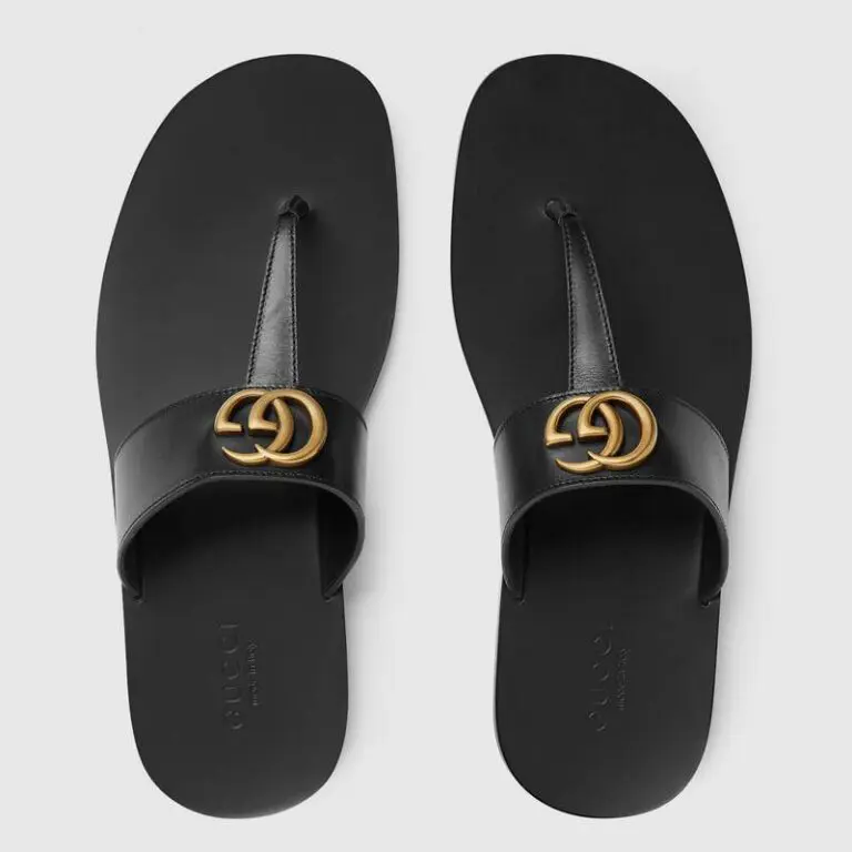 Gucci Leather thong sandal with Double G