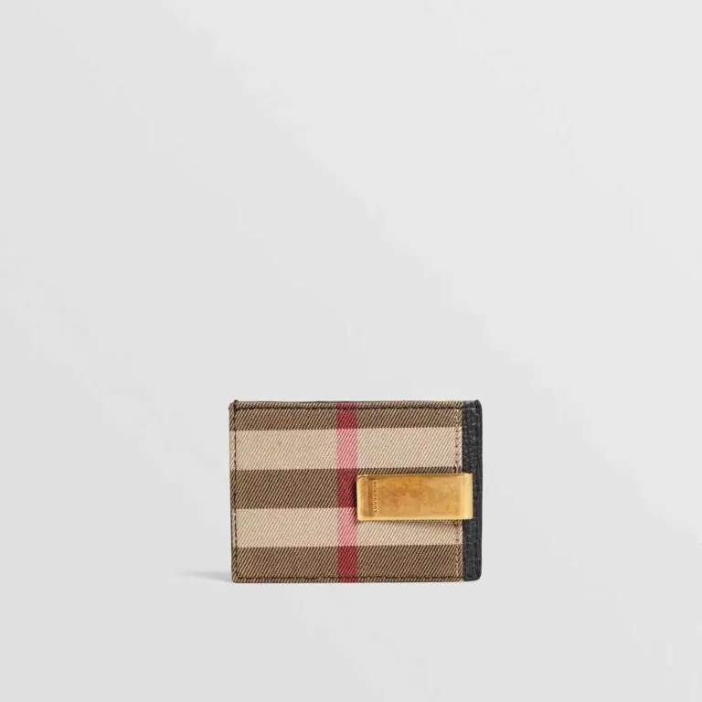 Burberry House Check and Leather Money Clip Card Case - Image 3