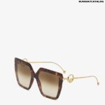 FENDI FF Havana acetate and metal sunglasses