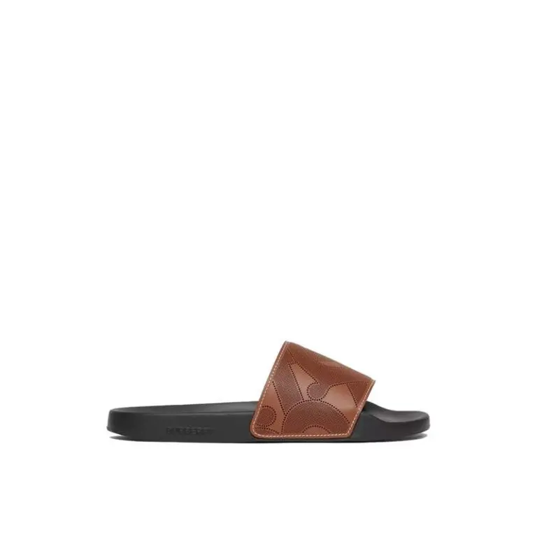 Burberry Perforated Monogram Leather Slides