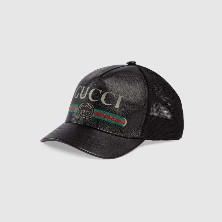 Gucci Print leather baseball hat