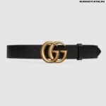 Gucci Wide leather belt with Double G buckle