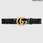 GG Marmont caiman belt with shiny buckle