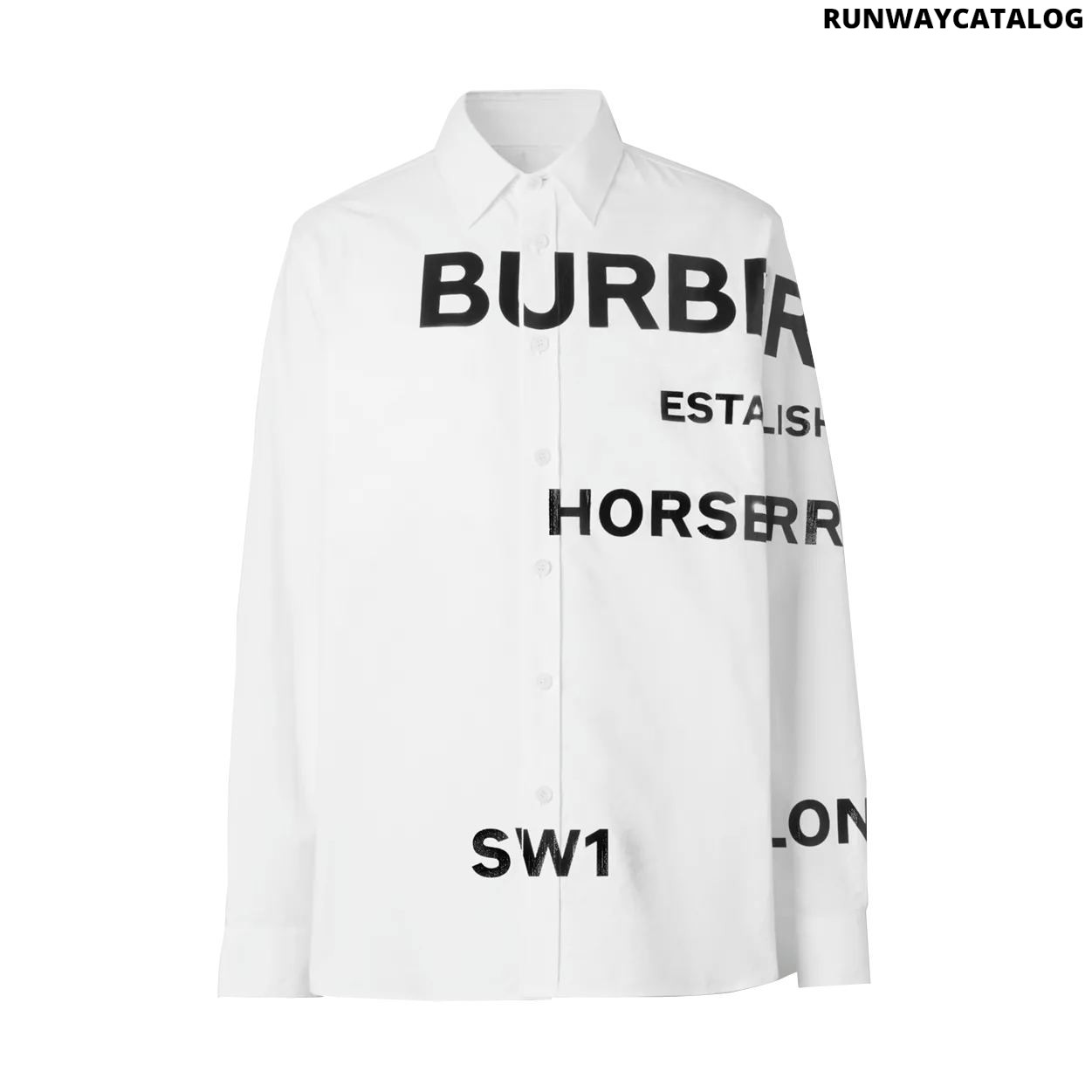 Burberry Horseferry Print Cotton Oxford Oversized Shirt - Runway Catalog