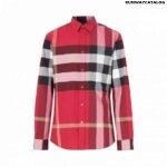 Burberry Check Stretch Cotton Red Poplin Shirt