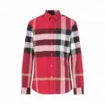 Burberry Check Stretch Cotton Red Poplin Shirt