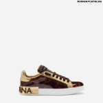 DOLCE & GABBANA MOTHER-OF-PEARL PORTOFINO PRINT PATENT LEATHER SNEAKERS