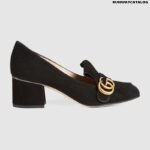 Gucci Suede mid-heel pump