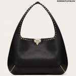 Valentino Rockstud Grainy Calfskin Hobo Bag