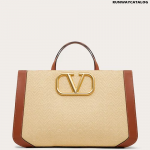 Valentino Supervee Handbag in Raffia with Chevron Pattern