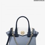 Michael Kors Carmen Small Color-Block Saffiano Leather Belted Satchel