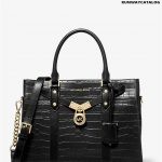 Michael Kors Nouveau Hamilton Large Crocodile Embossed Leather Satchel Bag