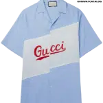 GUCCI Oversized Camp-Collar Logo-Embroidered Cotton-Poplin Shirt