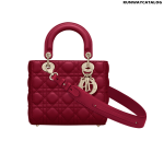 Christian Dior Cherry Red Lady Dior Small Lambskin Bag