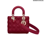 Christian Dior Cherry Red Lady Dior Small Lambskin Bag