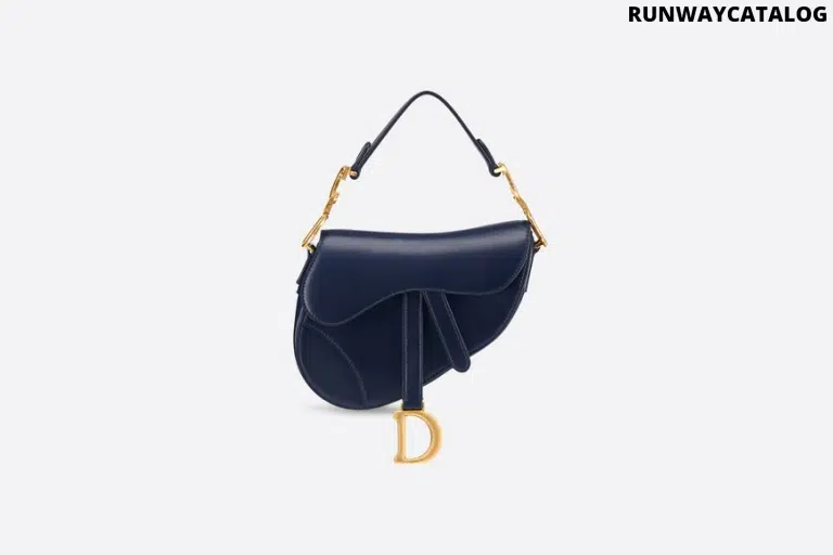 Christian Dior Mini saddle bag in blue calfskin