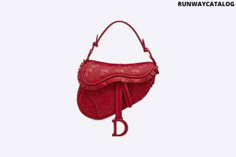 Christian Dior Mini Cherry Saddle Braided Leather with Fringe Bag