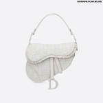 Christian Dior Chalk White Saddle Braided Leather Strips with Fringe Bag