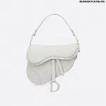 Christian Dior Chalk White Saddle Braided Leather Strips with Fringe Bag