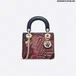 Christian Dior Fuchsia Lady Dior Mini Dior Animals Embroidered Smooth Calfskin Bag