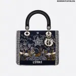 christian Dior Stars Lady Dior Medium Tarot Beaded Canvas Bag