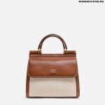 DOLCE & GABBANA SMALL SICILY 58 BAG IN CANVAS AND COWHIDE