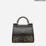 DOLCE & GABBANA SMALL SICILY 58 BAG IN LEOPARD PRINT RAFFIA