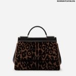 DOLCE & GABBANA SOFT MEDIUM SICILY BAG IN LEOPARD PRINT VELVET STITCH