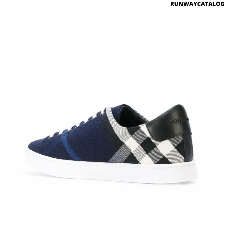 Burberry Cotton Checked Sneakers in Blue - Image 2