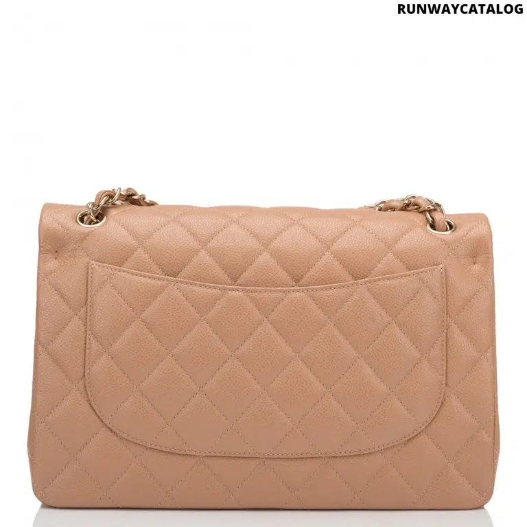 Chanel Beige Shiny Quilted Caviar Jumbo Classic Double Flap Bag - Image 2