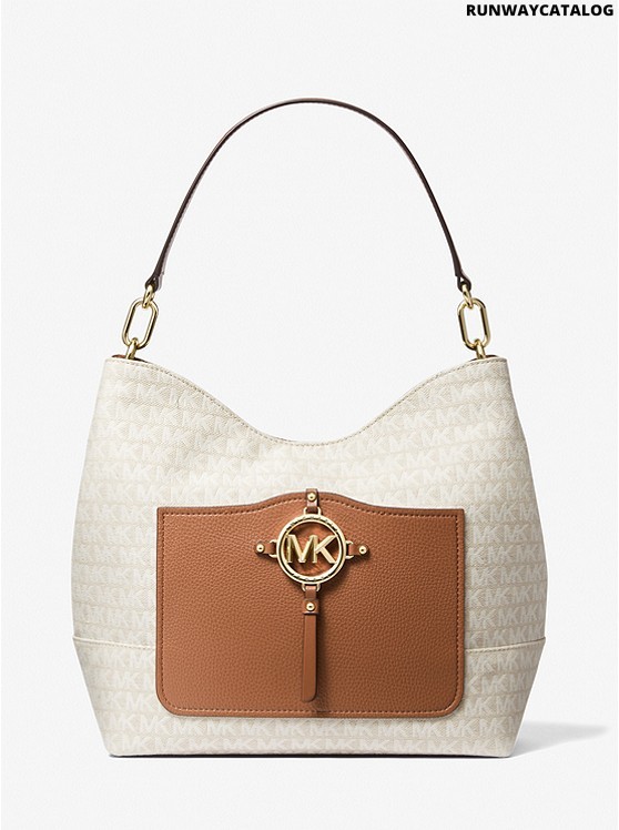 Michael Kors Amy Large Logo Jacquard Shoulder Bag - Runway Catalog