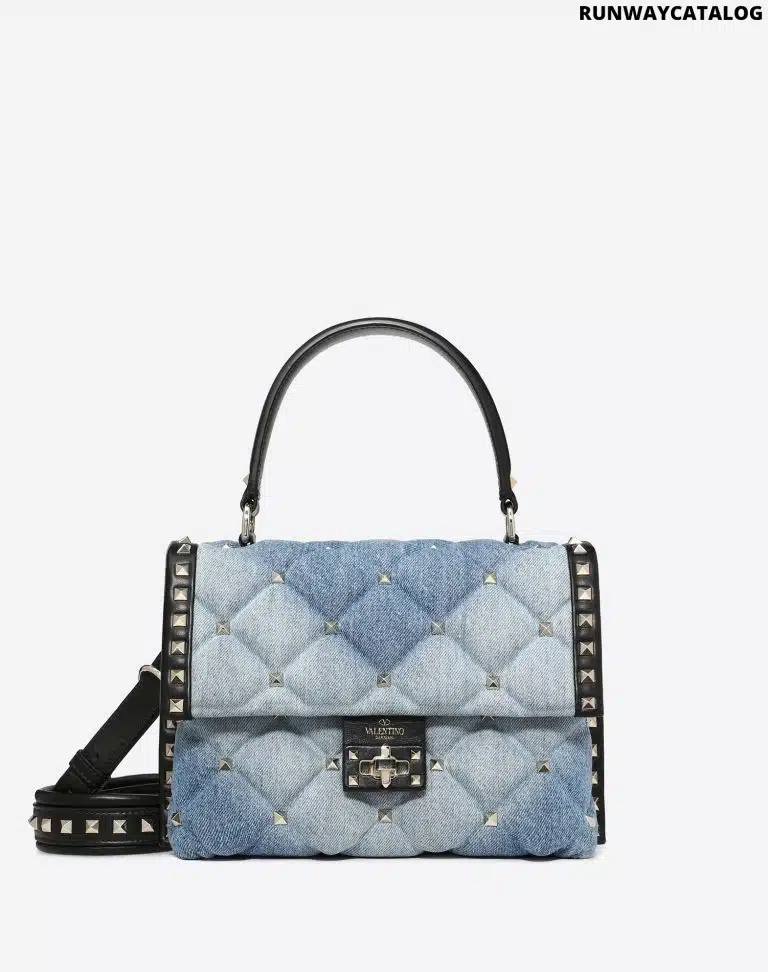 Valentino Medium denim Candystud top-handle bag