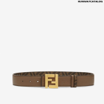 Fendi Brown Leather Reversible Belt FF Buckle