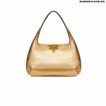 Valentino Small Rockstud Metallic Grainy Calfskin Hobo Bag