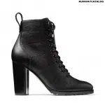 Jimmy choo Black Grainy Leather Lace-Up Combat Boots