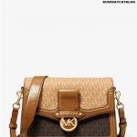 MICHAEL KORS Jessie Medium Two-Tone Logo and Leather Shoulder Bag