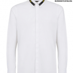 Fendi stripe logo band collar shirt