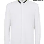 Fendi stripe logo band collar shirt