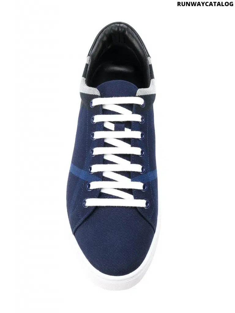 Burberry Cotton Checked Sneakers in Blue - Image 3