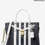 Michael Kors Nouveau Hamilton Large Logo Stripe Satchel