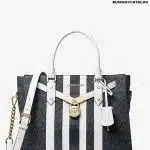 Michael Kors Nouveau Hamilton Large Logo Stripe Satchel