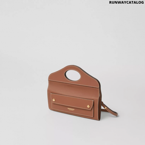 Burberry Mini Topstitched Lambskin Pocket Clutch - Runway Catalog