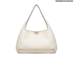 Valentino Rockstud Grainy Calfskin Hobo Bag In White