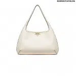 Valentino Rockstud Grainy Calfskin Hobo Bag In White