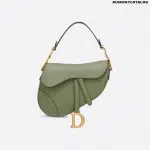 Christian Dior Dusty Jade Saddle Grain Calfskin Bag