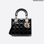 Christian Dior Small Lady Dior Bag Black Patent Cannage Calfskin